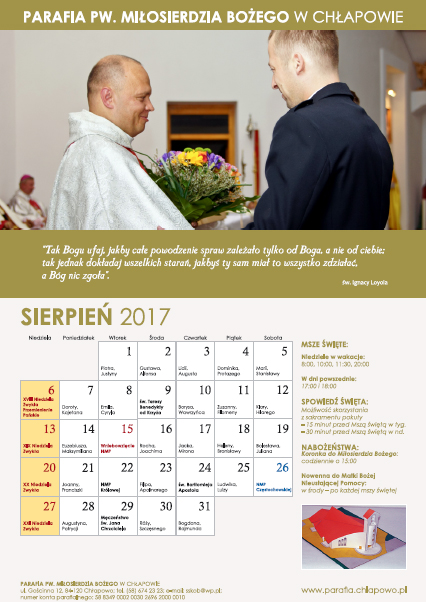 Jedna ze stron parafialnego kalendarza
